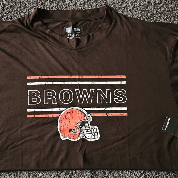 men NFL TEAM APPAREL 2-pc CLEVELAND BROWNS sleepwear TOP plaid PANTS set S/S - Picture 2 of 6